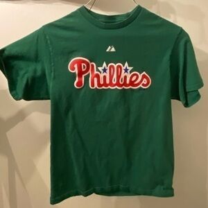 Green Phillies T Shirt Women’s LG Majestic Lee #33